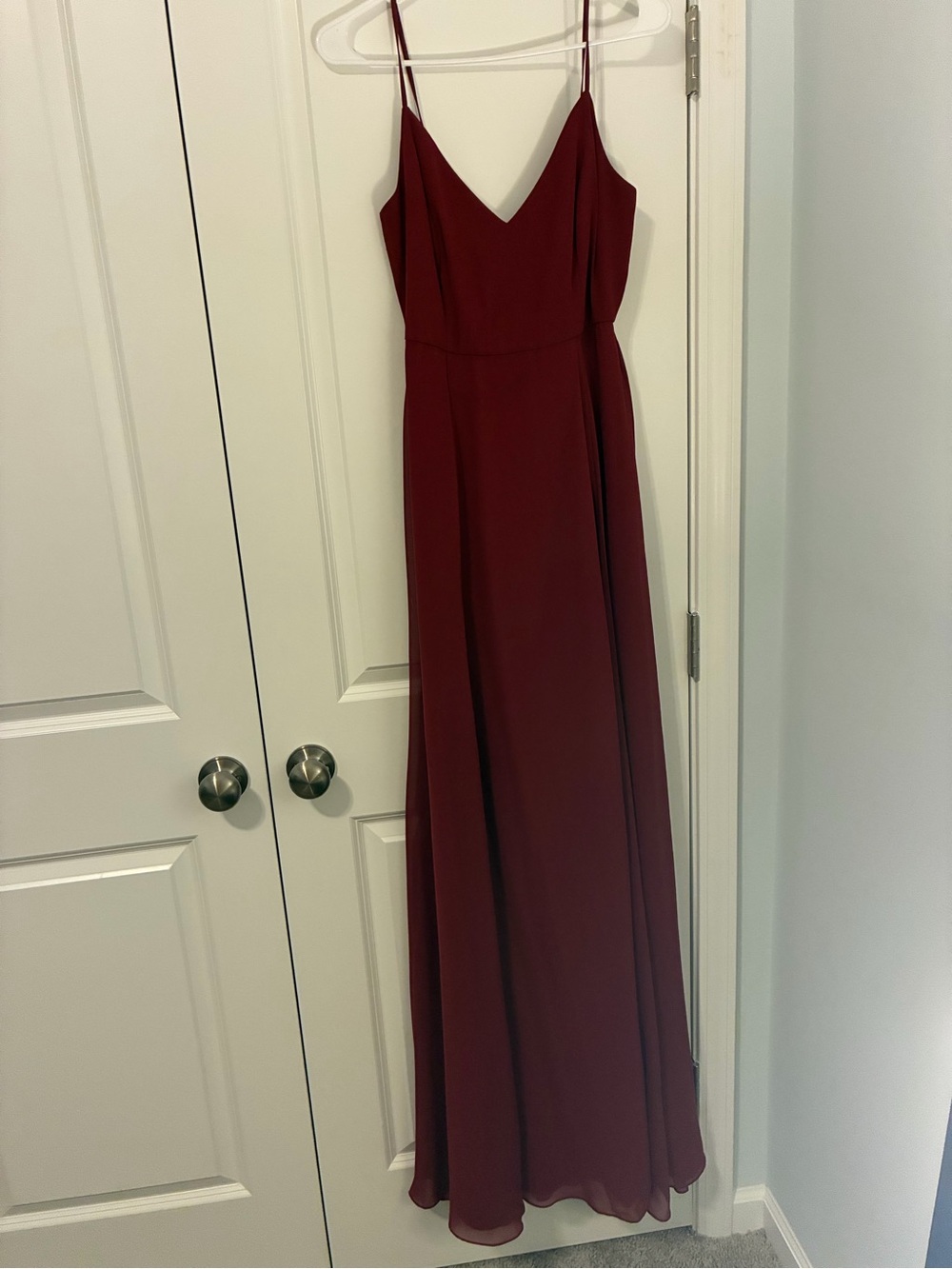 Ceremony by Joanna August Wine Red Spaghetti-Strap Maxi Dress